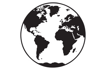 Earth globe silhouette vector icon isolated on white background
