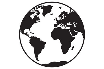 Earth globe silhouette vector icon isolated on white background
