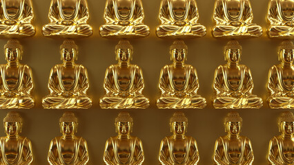 The Gold Buddha culture for Religion concept 3d Rendering.
