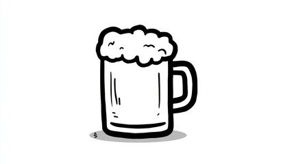 Hand-drawn illustration of a beer mug filled with frothy beer