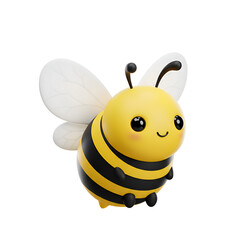 Obraz premium Cute 3D Cartoon Bee Isolated on White