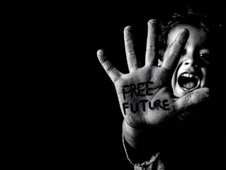 Child Hand Holding Message Art Symbolizing Future Freedom Expression Joy Protest Hope Activism Innocence Dream Urgency Power Clarity Culture 