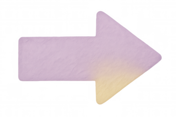 Purple and yellow textured arrow pointing to the right, isolated on transparent background, ideal for presentations and creative projects