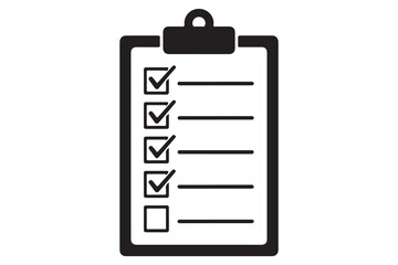 Simple checklist clipboard silhouette icon minimalist vector illustration isolated on white background
