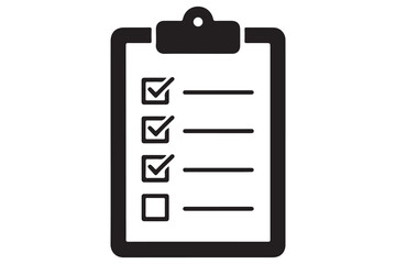 Simple checklist clipboard silhouette icon minimalist vector illustration isolated on white background

