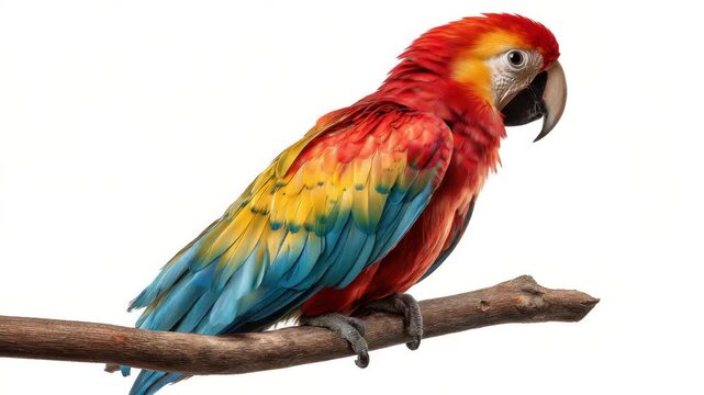 Colorful parrot perched on a branch in a natural setting