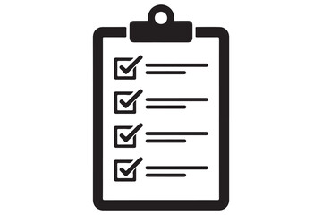 Simple checklist clipboard silhouette icon minimalist vector illustration isolated on white background
