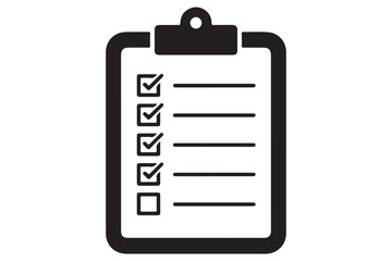 Simple checklist clipboard silhouette icon minimalist vector illustration isolated on white background

