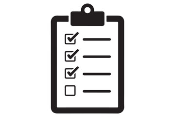 Fototapeta premium Simple checklist clipboard silhouette icon minimalist vector illustration isolated on white background 