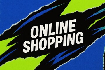 Cyber Monday promotional design with electric blue and neon green torn paper effects for digital sales campaign