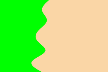 A simple illustration with a wavy border dividing a green area from a peach-colored area, creating a clean and modern graphic design element.