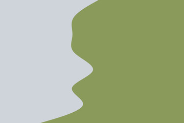 A minimalist abstract background features a smooth, organic wavy line separating two solid color blocks of light grey and muted green.
