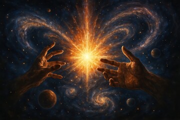 Divine Creation Scene With Hands