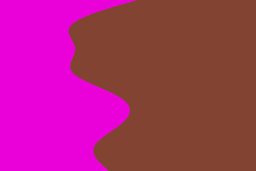 A vibrant magenta and rich brown abstract background features a smooth, undulating S-curve dividing the two bold color blocks.