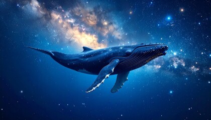 Fototapeta premium Cosmic Whale Swimming through Starfield