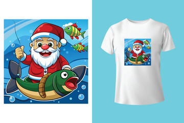 cool santa. t-shirt design, christmas, vector flat design