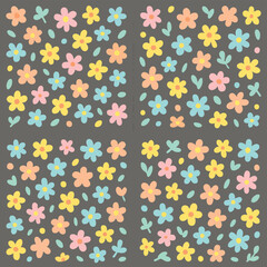 Cute Floral Pattern Set Four Designs.