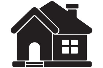 Black house icon flat silhouette on white background for property and architecture themes
