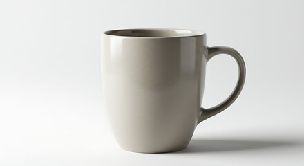 Ceramic coffee mug with glossy finish isolated on pure white background, minimal design, clean aesthetics, sharp focus, ideal for branding, product mockup, advertising, or e-commerce presentation.
