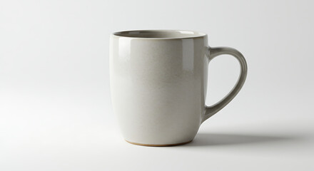 Fototapeta premium Ceramic coffee mug with glossy finish isolated on pure white background, minimal design, clean aesthetics, sharp focus, ideal for branding, product mockup, advertising, or e-commerce presentation. 