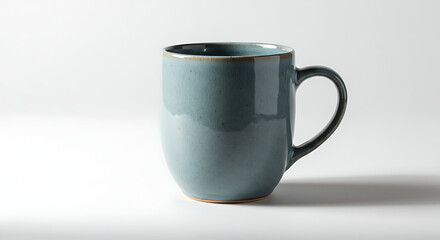 Obraz premium Ceramic coffee mug with glossy finish isolated on pure white background, minimal design, clean aesthetics, sharp focus, ideal for branding, product mockup, advertising, or e-commerce presentation. 