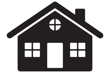 Black house icon flat silhouette on white background for property and architecture themes
