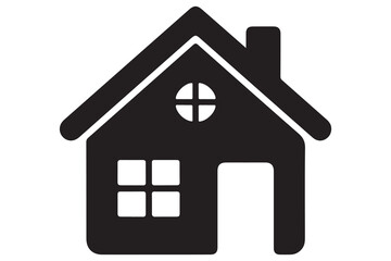 Black house icon flat silhouette on white background for property and architecture themes
