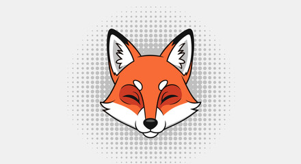 Obraz premium Adorable red fox face with closed eyes surrounded by dots