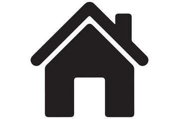 Black house icon flat silhouette on white background for property and architecture themes
