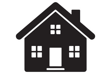 Black house icon flat silhouette on white background for property and architecture themes
