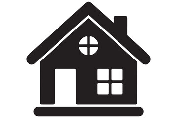 Black house icon flat silhouette on white background for property and architecture themes
