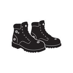 Black work boots illustration vector graphic design footwear safety shoes icon art