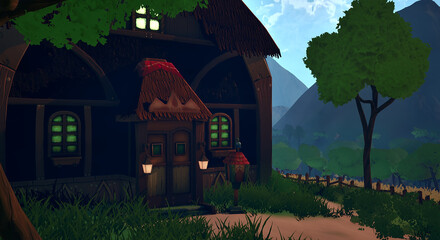 谷底の村　谷の詩を聴く家 © タラコおにぎり