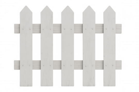 White picket fence defining residential perimeter, symbolizing suburban security and traditional home privacy against clean backdrop