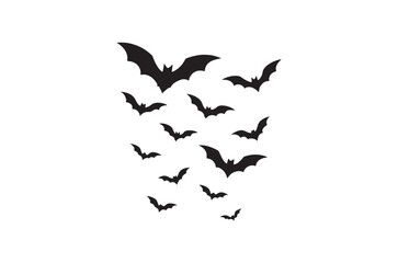 Halloween Silhouette Set – Ghosts, Bats, Pumpkins, Witch Hat and Broomstick Vector Illustration