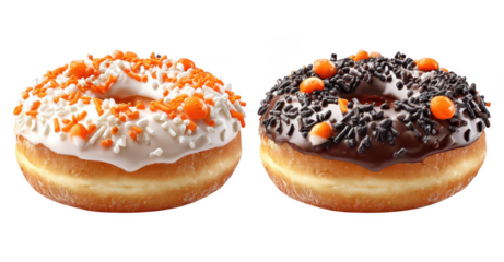 Halloween Spooky Decorative Donuts Bread on Transparent Background