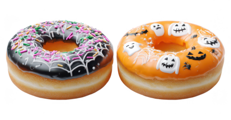 Halloween Spooky Decorative Donuts Bread on Transparent Background