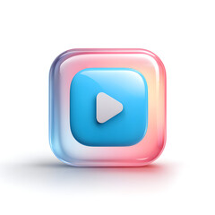 Play Button Icon 3d rendered, isolated on transparent background