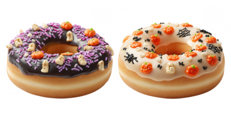 Halloween Spooky Decorative Donuts Bread on Transparent Background