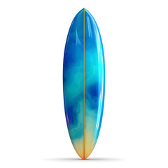 Blue and gold surfboard, isolated on transparent background