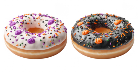 Halloween Spooky Decorative Donuts Bread on Transparent Background