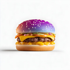 Rainbow Burger, isolated on transparent background