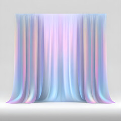 Iridescent draped curtains, isolated on transparent background