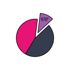 vector of a colorful pie chart with a separated slice showing 