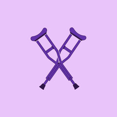 vector of a pair of purple medical crutches crossed, symbolizing support, recovery, and disability aid.
