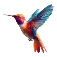 Vibrant Hummingbird in Flight, isolated on transparent background