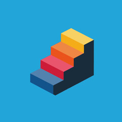 vector of colorful isometric stairs or steps, symbolizing progress, ascent, growth, and development.