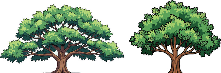 Obraz premium Cartoon trees illustration, stylized nature design element, vector graphic