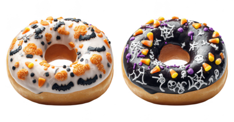 Halloween Spooky Decorative Donuts Bread on Transparent Background