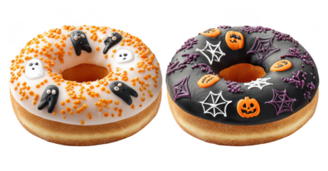 Halloween Spooky Decorative Donuts Bread on Transparent Background